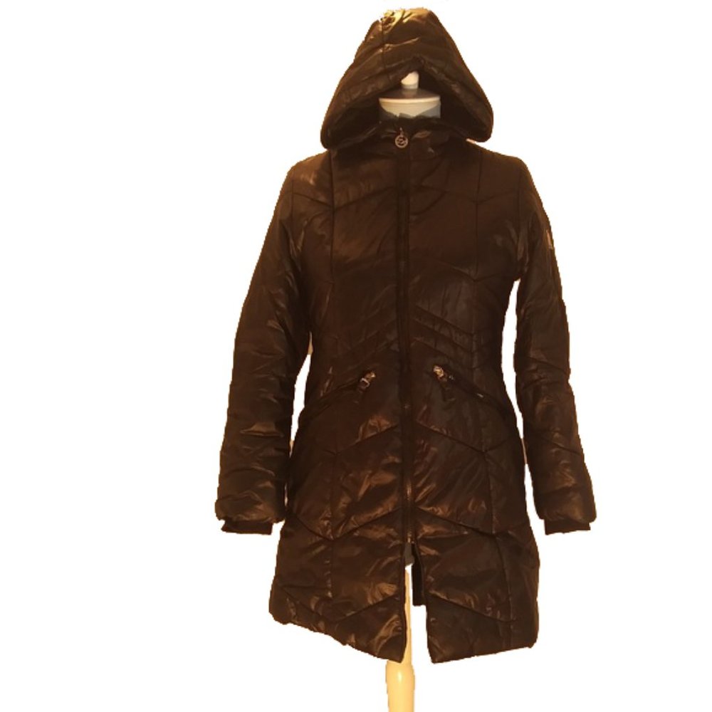 ZeroXposur Long Black Hooded Puffer Coat - Picture 1 of 7